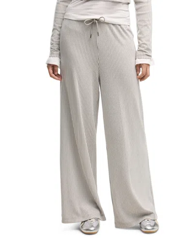Puma Women's Essentials Ribbed Wide-leg Pants In Mouse Gray Heather