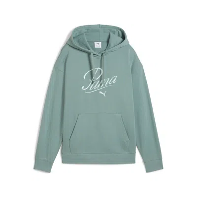 Puma Women's Essentials Script Comfort Hoodie In Green