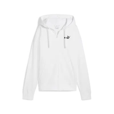 Puma Women's Essentials Small No. 1 Logo Fleece Comfort Full-zip Hoodie In White