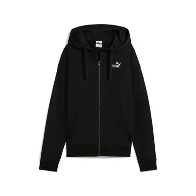 Puma Women's Essentials Small No. 1 Logo French Terry Comfort Full-zip Hoodie In Black