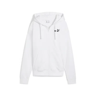 Puma Women's Essentials Small No. 1 Logo French Terry Comfort Full-zip Hoodie In White