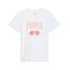 Puma Floral Faux Embroidery Women's T-shirt In White