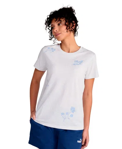 Puma Women's Floral Graphic Crewneck Short-sleeve T-shirt In White