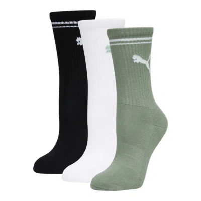 Puma Women's Half-terry Crew Socks (3 Pairs) In Medium Green