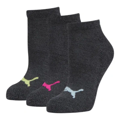 Puma Women's Half-terry Low Cut Socks (3 Pairs) In Black / Bright