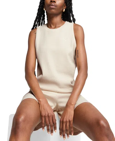 Puma Women's Her Sleeveless Jacquard Tank Top In White