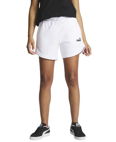Puma Women's High-rise French Terry Shorts In  White
