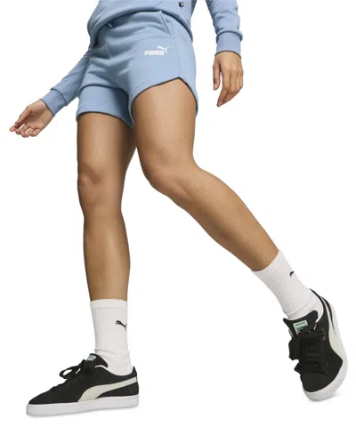Puma Women's High-rise French Terry Shorts In Zen Blue