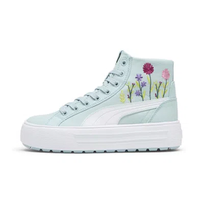 Puma Kaia 2.0 Mid Floral Women's Sneakers In Turquoise Surf- White-dewdrop