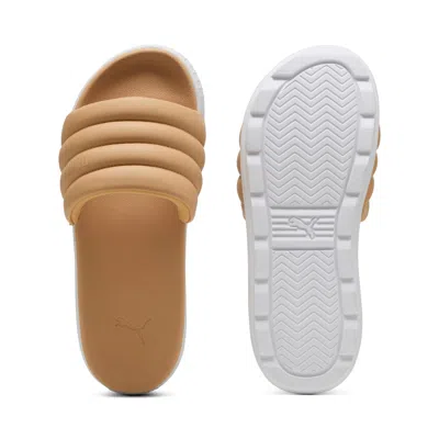 Puma Karmen Puffy Women's Slides In Warm Beige- White