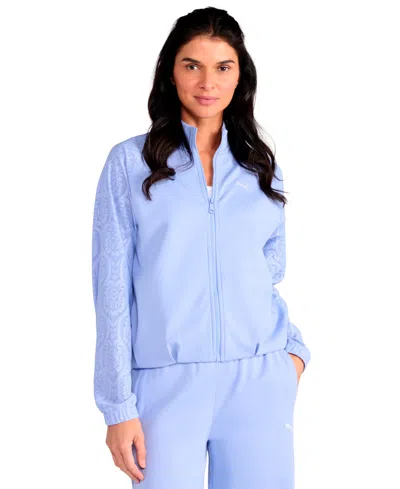 Puma Women's Lace Bubble Hem Mock Neck Jacket In Blue