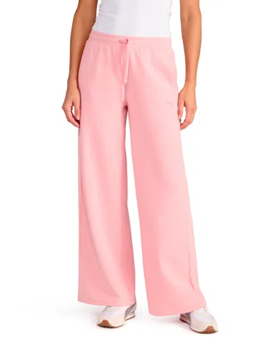 Puma Women's Lace Detail Wide Leg Mid Rise Pants In Pink