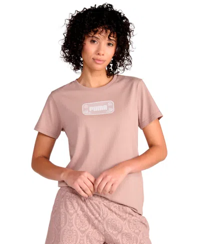 Puma Women's Lace Graphic Crewneck T-shirt In Brown
