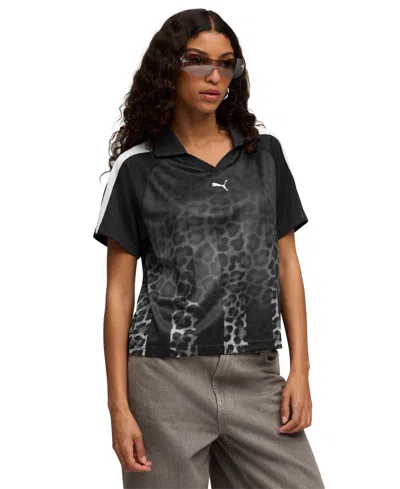Puma Women's Leo Luxe Relaxed Jersey Top In Black
