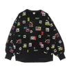 Puma Women's Lightweight Crewneck Sweatshirt Brand Love Oversized All Over Print Crew Black In Black