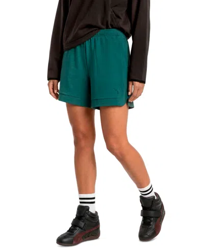 Puma Women's Loose Fit Mid-rise Shorts In Green