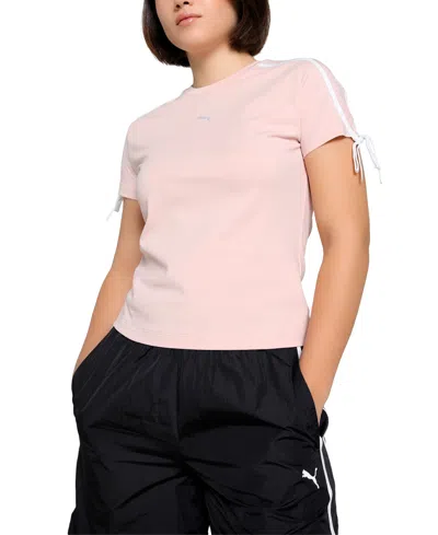Puma Women's Modern Delight Tie-sleeve Slim-fit T-shirt In Pink