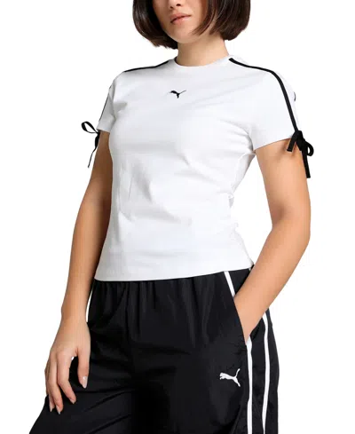Puma Women's Modern Delight Tie-sleeve Slim-fit T-shirt In White