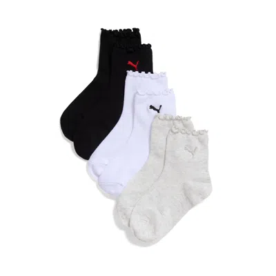 Puma Women's Non-terry Quarter-length Crew Socks (3 Pairs) In Gray