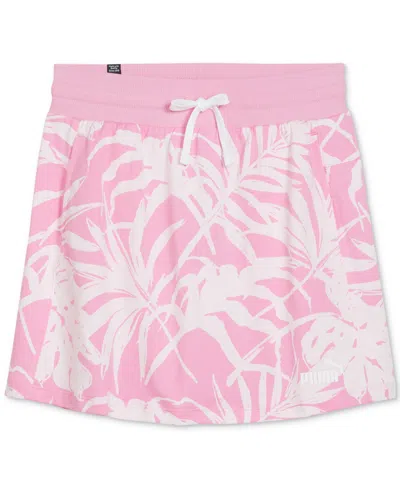 Puma Women's Palm Resort Drawstring-waist Skirt In Pink Lilac-aop