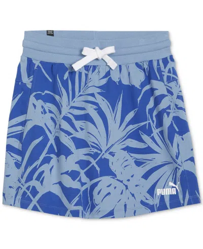Puma Women's Palm Resort Drawstring-waist Skirt In Zen Blue-aop