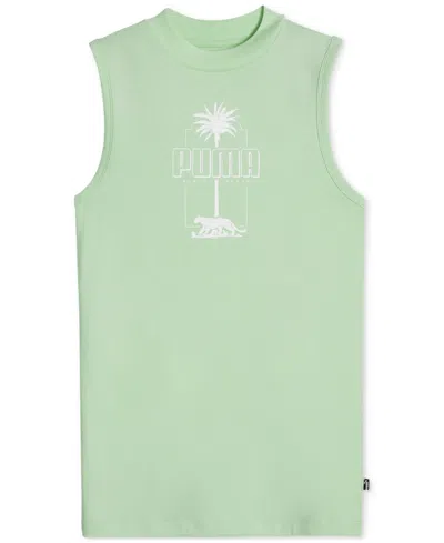 Puma Women's Palm Resort Sleeveless Tank Top In Fresh Mint