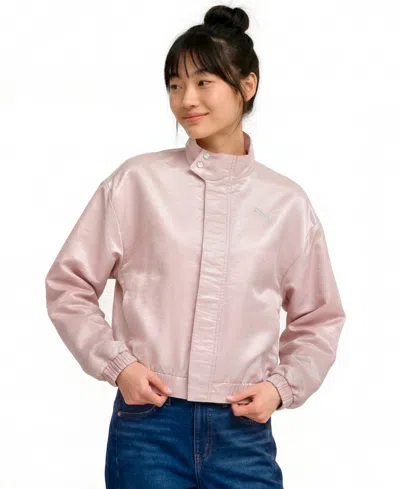 Puma Women's Pearlized Water-resistant Woven Long-sleeve Jacket In Pink