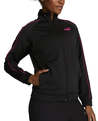 Puma Women's Piping Track Jacket In  Black-garnet Rose