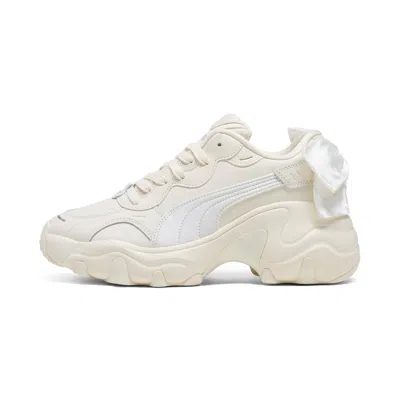 Puma Pulsar Wedge Bowknot Women's Sneakers In Frosted Ivory- Silver