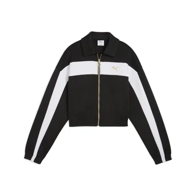 Puma Women's Relaxed Crop Track Jacket In Black