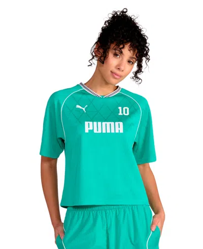 Puma Women's Relaxed-fit Jersey Top In Green