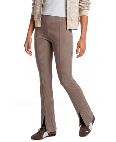 Puma Women's Rib Flared Leggings In Mouse Gray