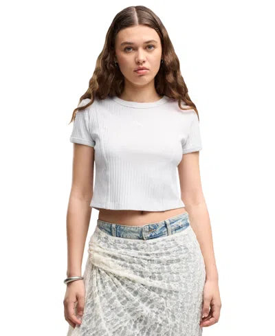 Puma Women's Ribbed Cropped Crewneck T-shirt In Multi