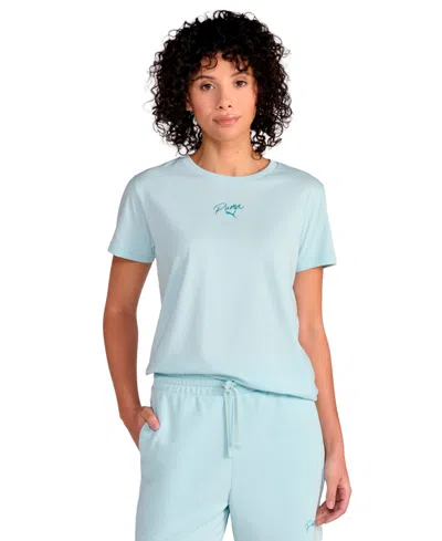 Puma Women's Script Graphic T-shirt In Blue