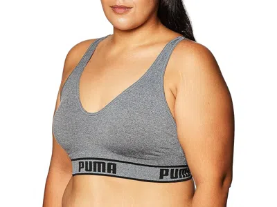 Puma Women's Seamless Sports Bra Women's Bra Grey/black: Sm In Gray
