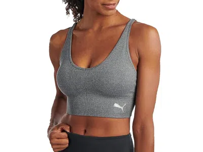 Puma Women's Seamless Sports Bra Women's Bra Heather Grey: Lg In Gray