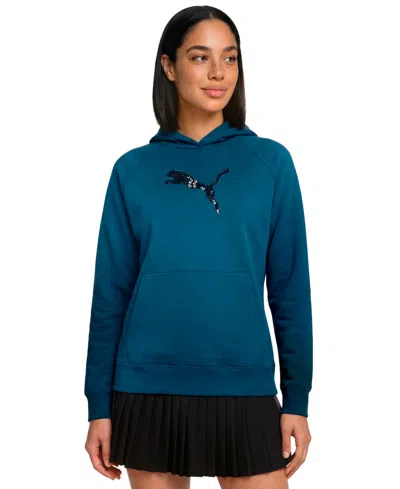 Puma Women's Sequins Hoodie In Blue