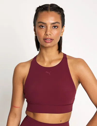 Puma Women's Shapeluxe High Neck Sports Bra In Burgundy
