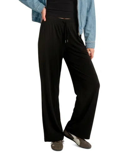 Puma Women's Stretch Knit Wide-leg Pull-on Pants In  Black