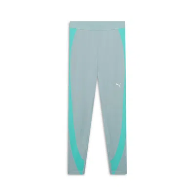 Puma Strong High-waisted 7/8 Color Block Women's Tights In Green