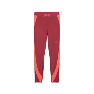 Puma Strong High-waisted 7/8 Color Block Women's Tights In Red