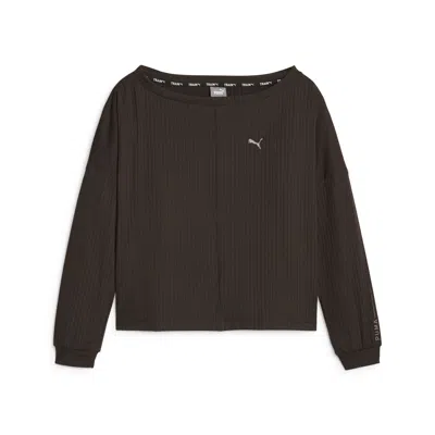Puma Women's Studio Unwind Long Sleeve Training Tee In Black