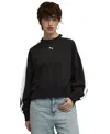Puma Women's T7 Over Oversized Crewneck Sweatshirt In Black