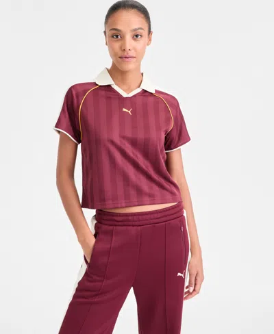 Puma Women's T7 Relaxed Football Jersey In Burgundy