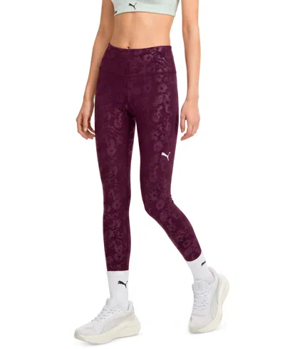 Puma Women's Tad Essential Fast High-waist 7/8 Length Floral-print Leggings In Black