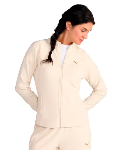 Puma Women's Textured Knit Full-zip Jacket In Nude