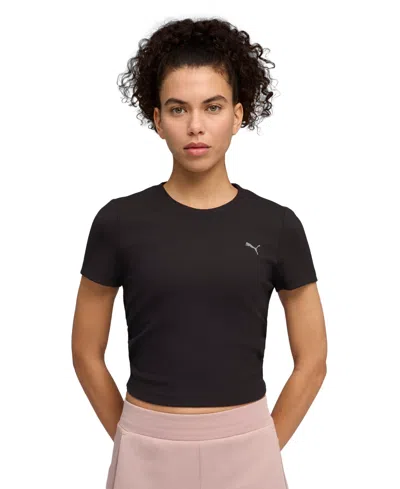 Puma Women's Tight-fit Rib T-shirt In  Black