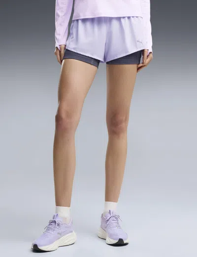 Puma Women's Velocity 2in1 3" Running Shorts In Purple