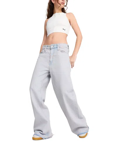 Puma Women's Wardrobe Essential Ribbed Cropped Top In  White