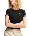 Puma Women's Wardrobe Essential Textured Cropped T-shirt In  White
